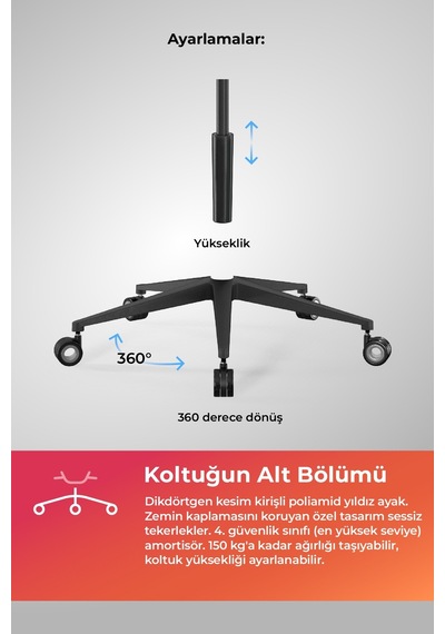 Samurai Ergonomik Koltuk Bel Destekli, Fileli Sırt Destekli, Siyah, Yönetici Koltuğu -511.f.15.2 Siyah