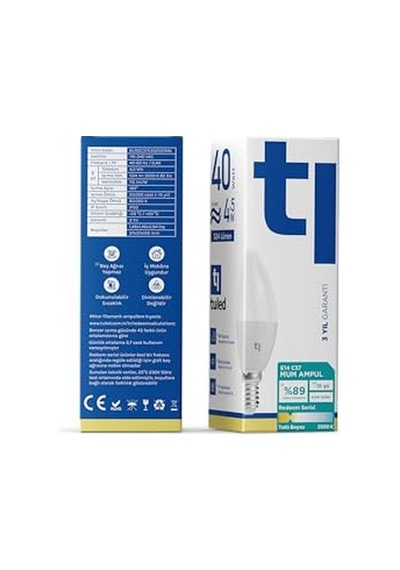 Redeem C37s E14 Mum Ampul, Titreşimsiz, Göz Konforu, 524 Lümen, Tatlı Beyaz, 3500 Kelvin Diğer
