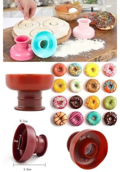 Pratik Donut Kek Kalıbı Hamur Kesici Ve Şekillendirici Aparat Pasta Ve Tatlı Kalıbı Çok Renkli