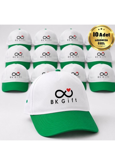 Logonuza Özel 10 Adet Ayarlanabilir Cırt Cırtlı Polyester Siperli Şapka 4 Renk Seçeneği Beyaz