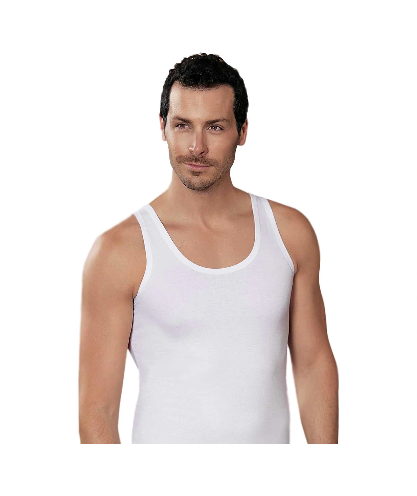 Şahinler Me066 Erkek Likralı Atlet Beyaz