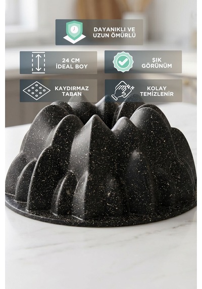 Everest Döküm 24 Cm Kek Kalıbı Kaydırmaz Taban Siyah