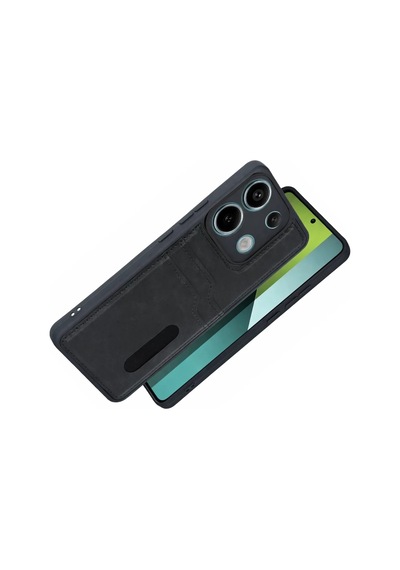 Xiaomi Redmi 15c 4g Uyumlu Sara Kartvizitli Deri Kılıf - Siyah
