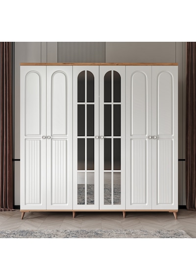 Guneystore Bohem 6 Kapaklı Aynalı Komple Mdf Gardırop