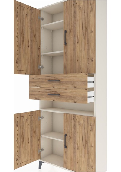 Arges Dolap 5 Raflı 2 Çekmeceli 4 Kapaklı 88x30x221 Aytaşı-çam Aytaşı