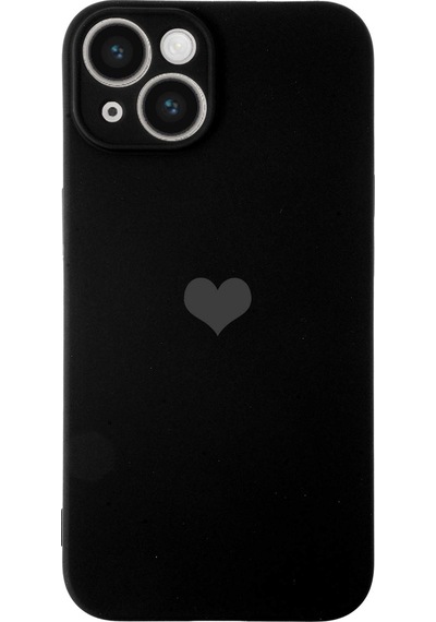 Apple Uyumlu iPhone 14 Plus Kalp Logolu Kamera Korumalı İçi Kadife Lansman Silikon Kapak - Lacivert