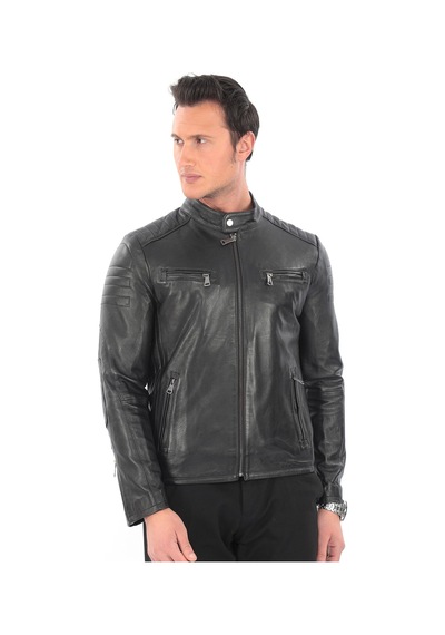 Newzaya Hakiki Deri Erkek Ceket Klasik Şıklıkla Buluşan Modern Stil Siyah
