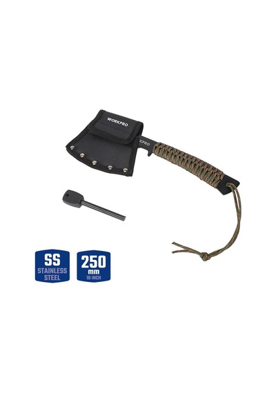 Workpro Wp383002 250mm Çok Fonksiyonlu Kamp Baltası + Magnezyum Ateşleyici Fr Wp383002
