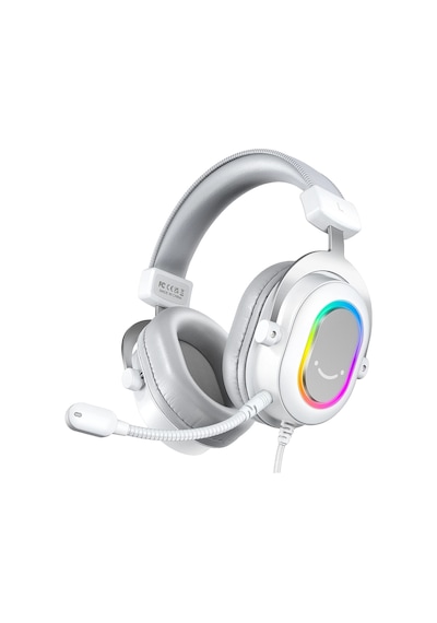 Fifine Ampligame H6 Mikrofonlu Gaming 7.1 Beyaz Rgb Kulaklık H6w