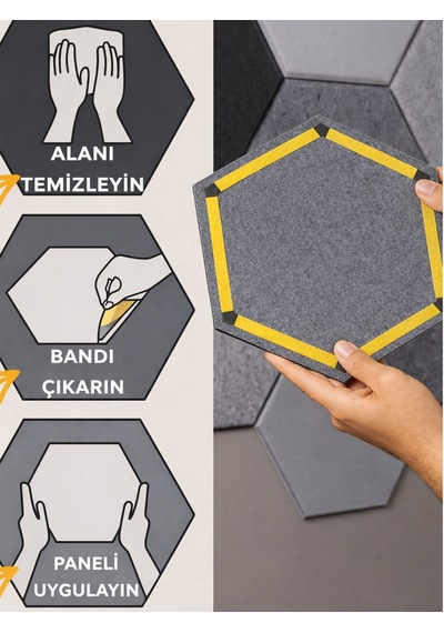 12'li Akustik Panel Ses Isı Yalıtım Duvar Kaplama Gri 26x30 Cm