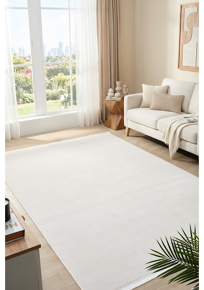 Mariesse Home Agra Serisi Akrilik Dokuma Salon Mutfak Yolluk Makine Halısı Mono 889 Krem
