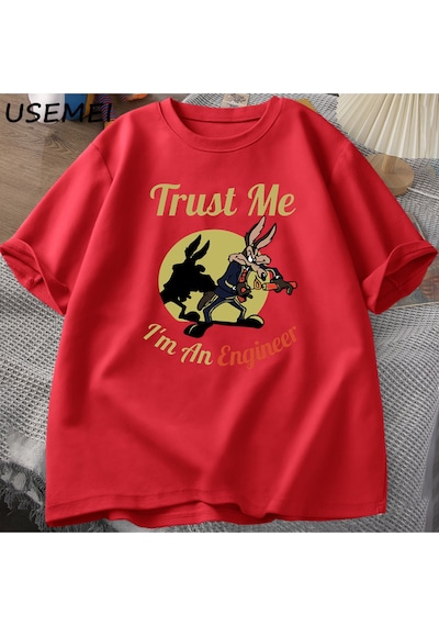 Flood Of Style Trust Me I'm An Engineer Engineering T-shirt Casual Cotton Short Sleeve Graphic T Shirts Men' Kırmızı