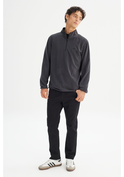 Lee Regular Fit Normal Kesim Fermuarlı Dik Yaka Polar Gri