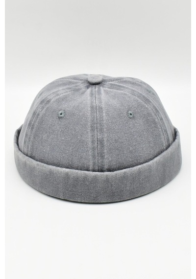 Külah Vintage Retro Eskitme Pamuk Cap Docker Şapka - Gri