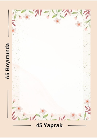 A5 Boyutunda 47 Yaprak Çek Kopar Bloknot Floral Tasarımlı, Not Tutma & Planlama Kağıdı Çok Renkli