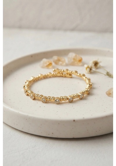 Mey İthalat Gold Renk Dorika Model Sıralı Zirkon Taşlı Kadın Bileklik Açık Mor