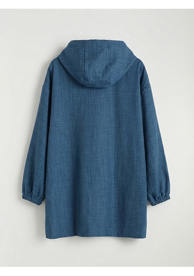 Lc Waikiki Lc Waıkıkı Lacivert Kapüşonlu Oversize Kadın Tunik