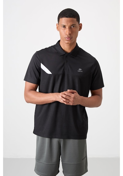 Tommy Life Siyah Polyester Nefes Alan Dokulu İnce Esnek Standart Fit Polo Yaka Erkek Performans T-shirt - 8840 Siyah