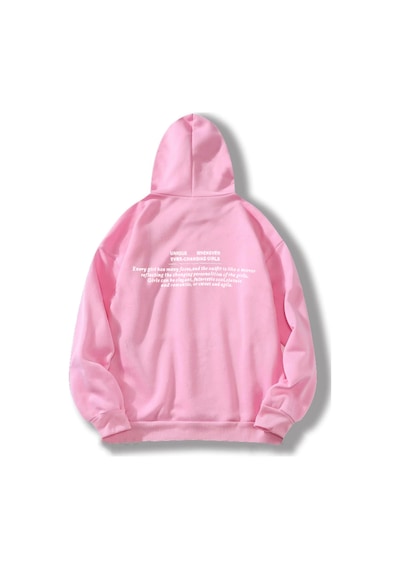 Startmore Pembe Unisex Erkek/kadın Unique Renkli Özel Baskılı Pamuklu Oversize Kapüşonlu