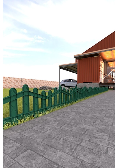 Dekoratif Plastik Bahçe Ve Peyzaj Çiti 8 Adet Çit Y: 32 Cm / G: 4.4 M Toprak Ayaklı - Yeşil