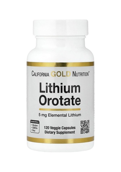 California Gold Nutrition, Lithium Orotate, 5 Mg, 120 Veggie Capsules Aromasız