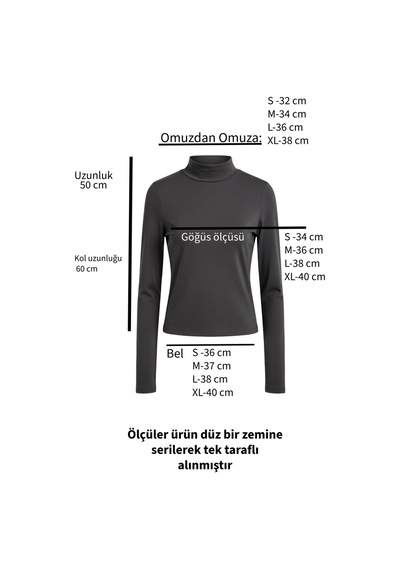 Feg Store Antrasit Uzun Kollu Yumuşak Dokunuşlu Balıkçı Yaka Kadın Body