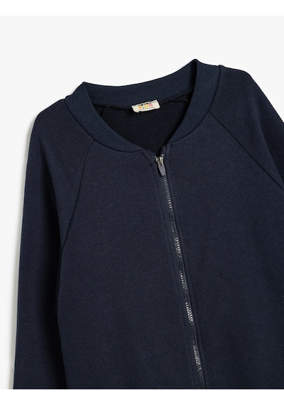 Koton Fermuarlı Sweatshirt V Yaka Uzun Kollu Lacivert 5wkb10388tk Lacivert