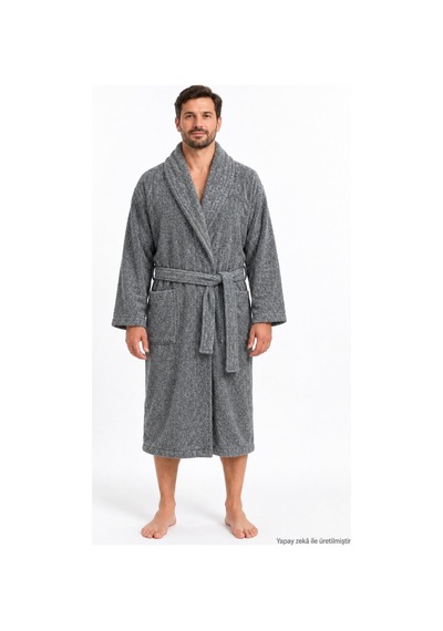 Özdilek Kadın/erkek Unisex Pamuklu Bornoz Xl - Kırçıllı Gri