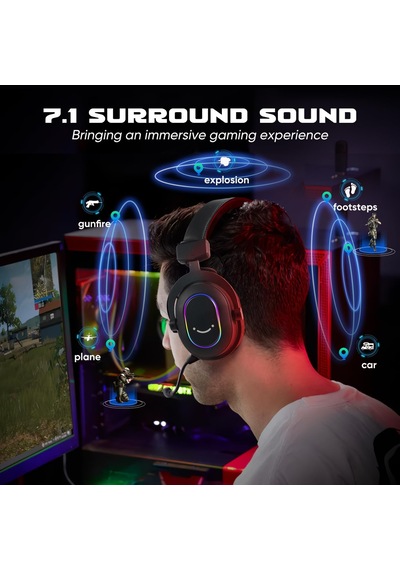 Mikrofonlu Oyun Kulaklığı, Kablolu Kulak Üstü Kulaklık, Pc Ps4 Ps5 İçin Usb Kulaklık, 3 Eq Modlu Rgb Kulaklık, Surround Ses Ve Kulak Yastığı