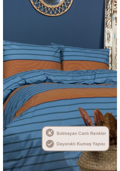 Elart Arden Nevresim Takımı Çift Kişilik %100 Pamuk Ranforce Lastikli Çarşaf 200x220 Cm Renkli