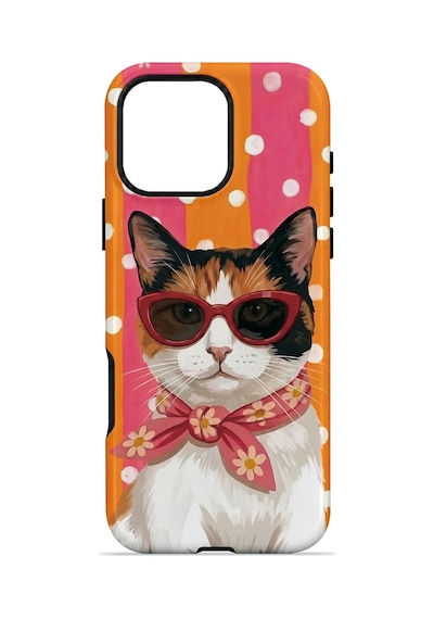 Velvoria Valestra Turuncu Retro Kedi Apple Apple iPhone Uyumlu 16 Pro Max Darbe Korumalı Kılıf Valestra Select - Turuncu Retro Kedi