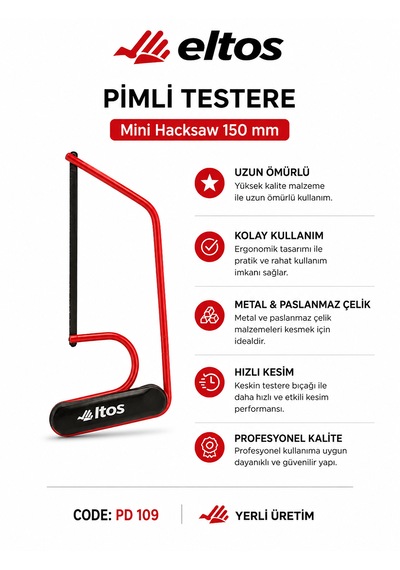 Eltos Pimli Testere Mini 150 Mm Metal Ahşap Plastik Kesim Testeresi