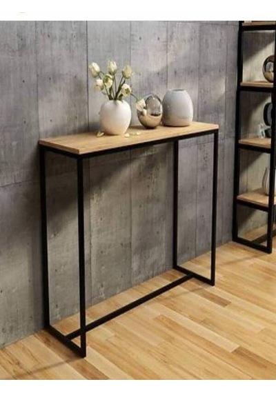 Kuzela Metal Ahşap Dresuar Ve Duvar Rafı. Meşe
