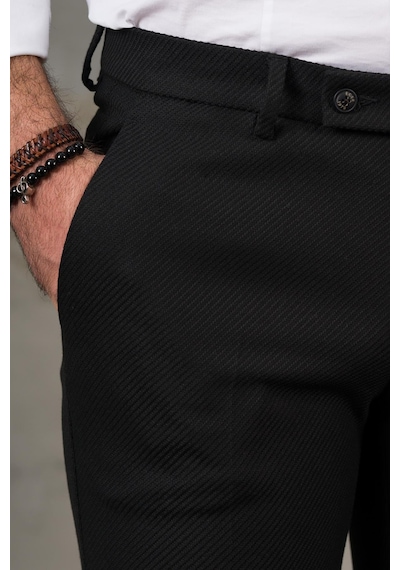 Ecer Regular Fit Yan Cep Boru Paça Erkek Kışlık Kumaş Pantolon Siyah