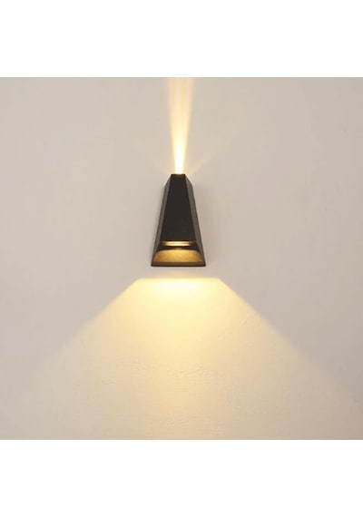 Malta Dekoratif Çift Yönlü Led Duvar Apliği - Siyah, Ip54 Su Geçirmez, 3000k Gün Işığı, Cata İç Ve Dış Mekan Desenli Duvar Bahçe Aydınlatma 2x3w Çok Renkli