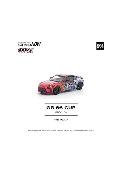 Pop Race Toyota Gr86 Cup 1087x Livery 1:64 Diecast Model Araba Kırmızı