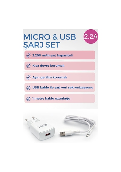 Novka NVK09 Micro Usb Girişli 2.2 A Şarj Cihazı