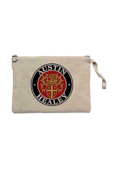 Austin Healey Logo 2 Krem Clutch Astarlı Cüzdan / El Çantası Krem