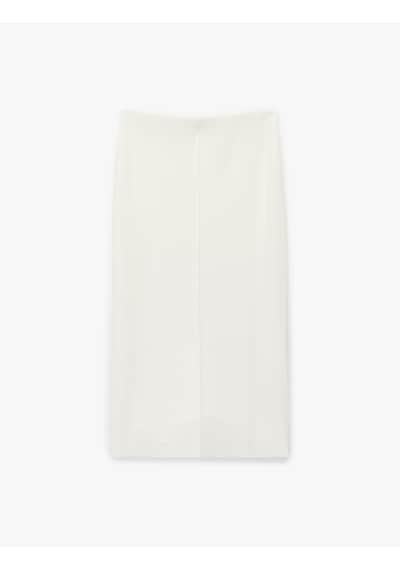 Koton Slim Fit Midi Nervür Detaylı Kalem Etek Ekru 6wak10085ek Ekru
