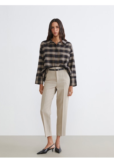 Lcw Vision Siyah Ekose Oversize Kadın Gömlek