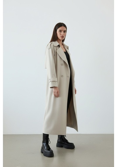 Durivya Apoletli Oversize Trençkot Taş Rengi