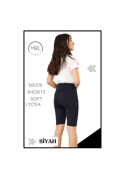 Siyah Biker Girls Şort Yüksek Bel İç Göstermez Esnek Yumuşak Likralı Soft Biker Basics Elt4070 Siyah