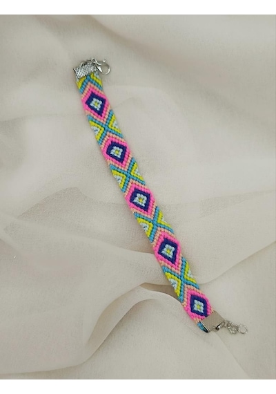 Bileklik Bohemian Etnik Retro Geometrik Dokuma 1 Adet Bilezik Kadın Kız Aksesuar Çok Renkli