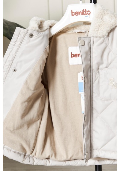 Benitto Kids Benittokids Erkek Bebek Çocuk Kulaklı Kapüşonlu Mont 51323 Bej
