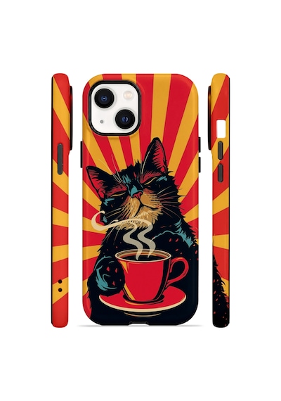 Velvoria Valestra Kahve Molası Kedi Apple iPhone Uyumlu 14 Darbe Korumalı Kılıf Valestra Select - Kahve Molası Kedi