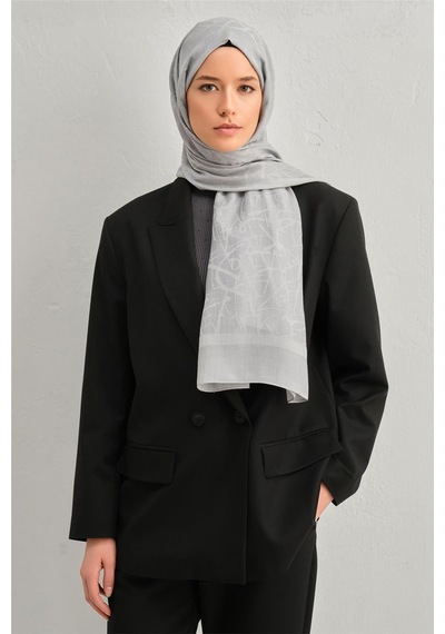 Armine Tencel İpek Kaligrafi Desen Şal 3295 Gri
