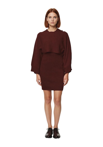 Ersefa Kadın Casual Triko Bisiklet Yaka Bodycon Mini Elbise Ve Bolero Ta Kahverengi