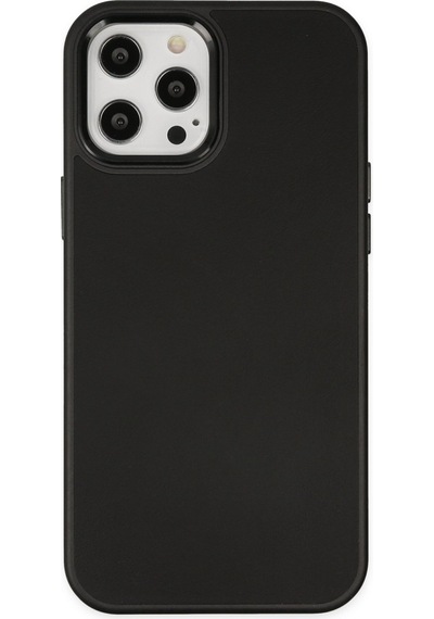 Apple iPhone Uyumlu  12 Pro Max Kılıf Asya Deri Silikon -  Siyah