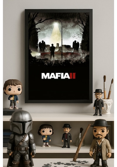 Mafia Siyah Ahşap Çerçeveli Poster, Dekoratif Oyun Duvar Tablosu