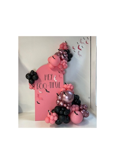 Krom Pembe Pastel Siyah Ve Flamingo Pembe Balon Zinciri 100 Adet Mix